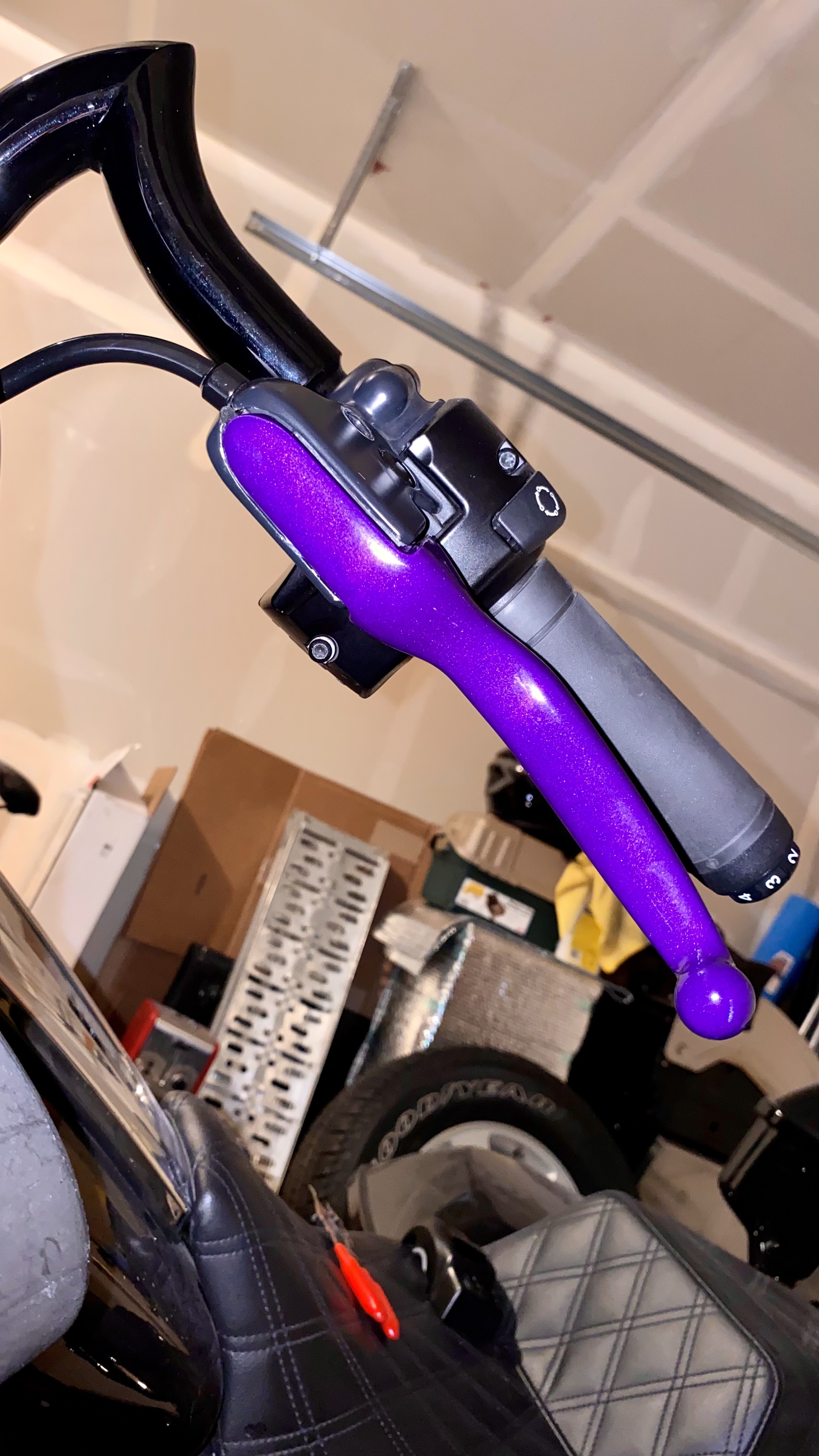 Powder coated Harley-Davidson brake lever in satin black